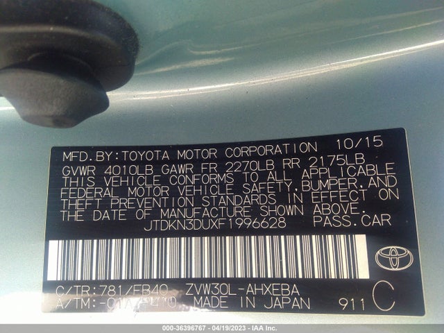 Toyota Prius Four 2015 JTDKN3DUXF1996628 Image 9