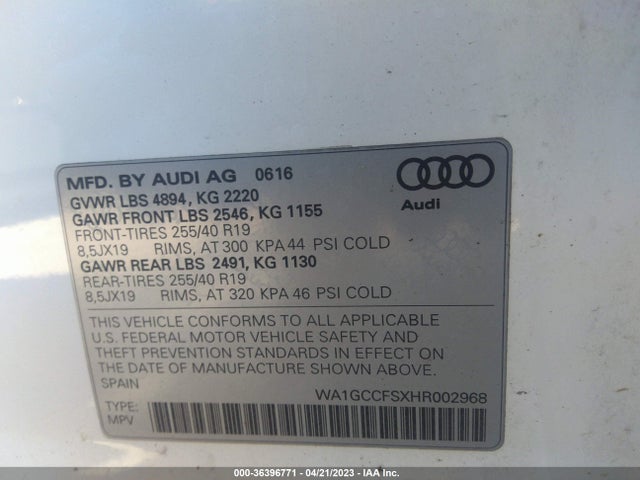 WA1GCCFSXHR002968 Audi Q3 Prestige