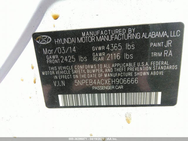 Hyundai SONATA GLS 2014 5NPEB4ACXEH906666 Image 9