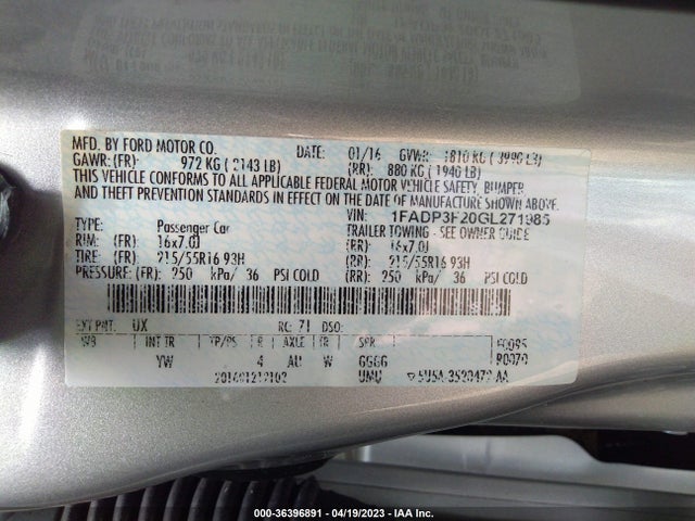 Ford FOCUS SE 2016 1FADP3F20GL271985 Image 10