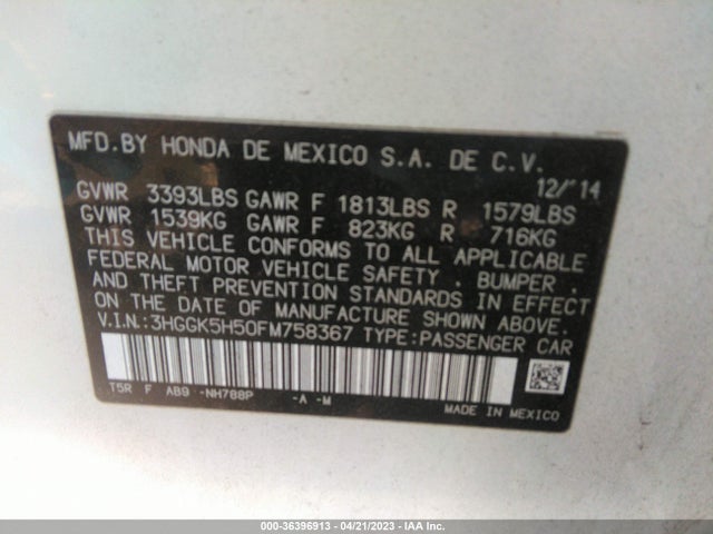 Honda FIT LX 2015 3HGGK5H50FM758367 Image 9
