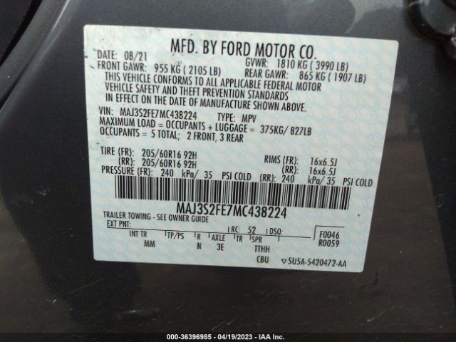 MAJ3S2FE7MC438224 Ford ECOSPORT S