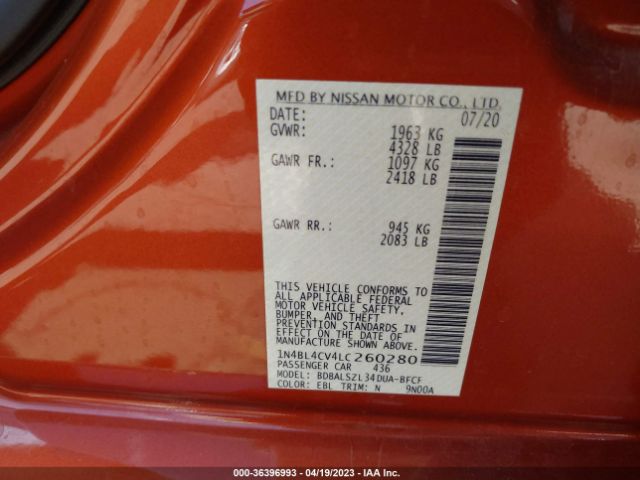 1N4BL4CV4LC260280 Nissan Altima 2.5 Sr
