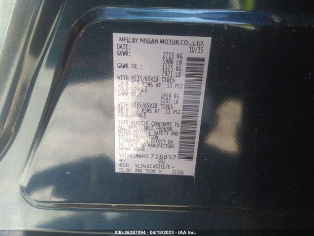 5N1AR2MN4FC716852 Nissan Pathfinder Sl