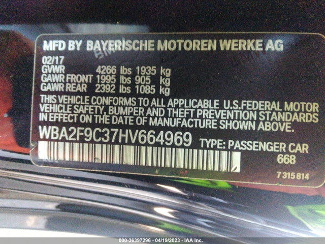 BMW 2 Series 230i 2017 WBA2F9C37HV664969 Image 9