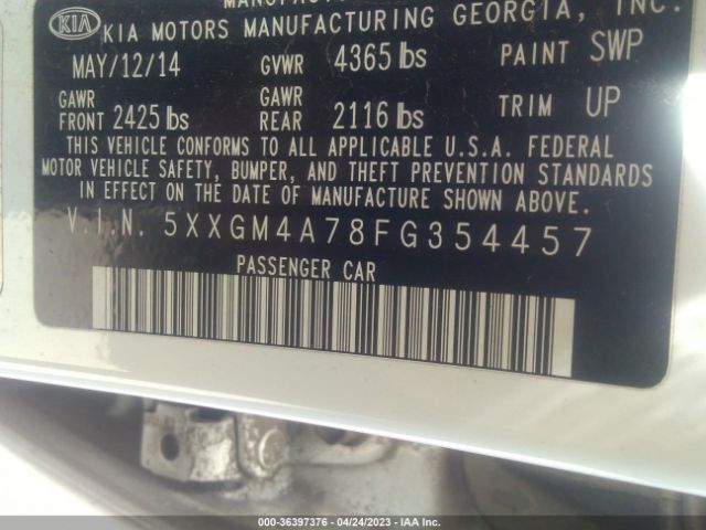 5XXGM4A78FG354457 KIA Optima Lx