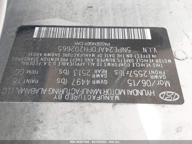 Hyundai Sonata 2.4l 2015 5NPE24AF0FH202665 Image 9