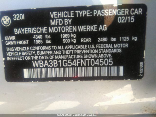 WBA3B1G54FNT04505 BMW 3 Series 320i