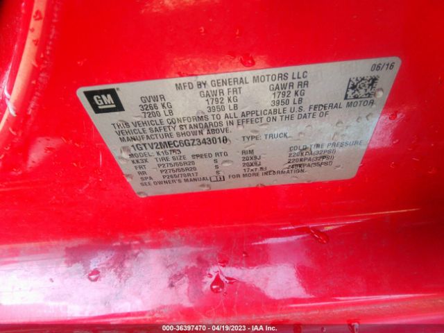 1GTV2MEC6GZ343010 GMC Sierra 1500 Sle