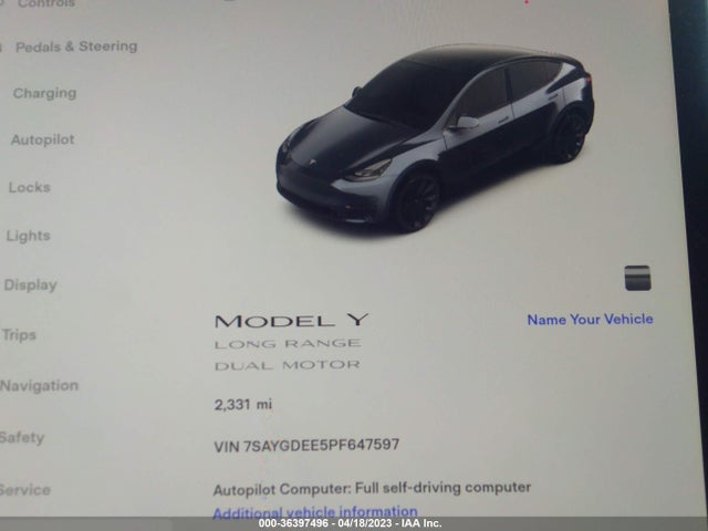 7SAYGDEE5PF647597 Tesla Model Y Long Range