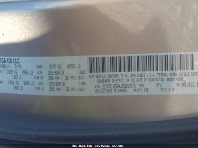 2C4RC1EG4JR322576 Chrysler Pacifica Touring L Plus
