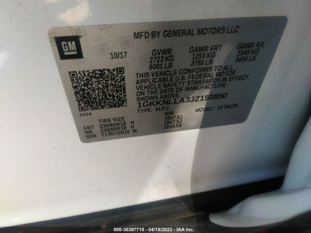 1GKKNLLA3JZ150850 GMC ACADIA SLE