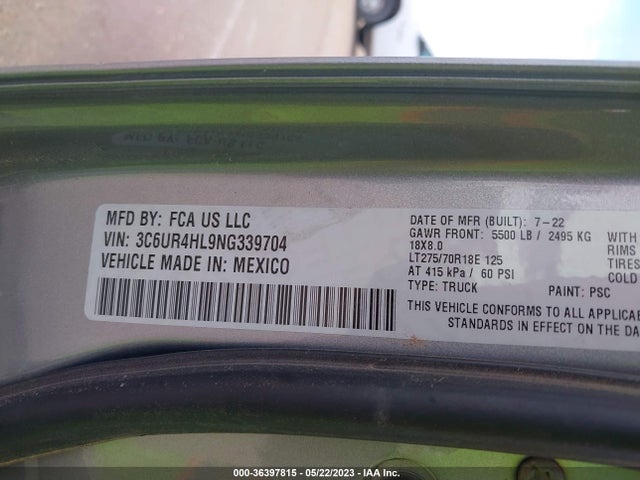 3C6UR4HL9NG339704 RAM 2500 Tradesman