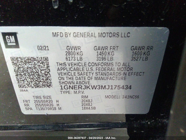 Chevrolet Traverse Rs 2021 1GNERJKW3MJ175434 Image 9
