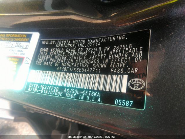 4T1BF1FK6EU447711 Toyota Camry L/le/xle/se/se Sport