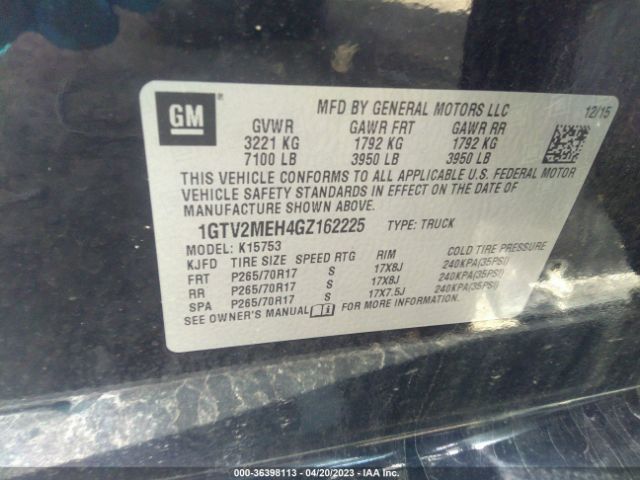 1GTV2MEH4GZ162225 GMC Sierra 1500 Sle