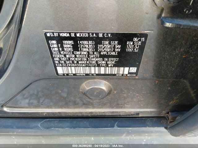Honda HR-V LX 2016 3CZRU6H30GM714273 Image 10