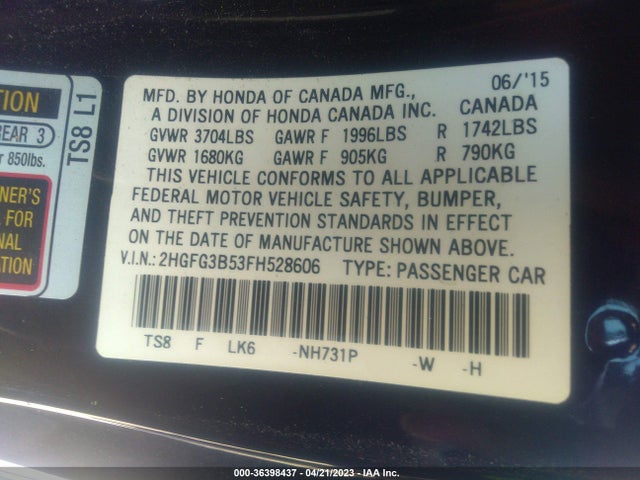 Honda Civic Coupe Lx 2015 2HGFG3B53FH528606 Image 9