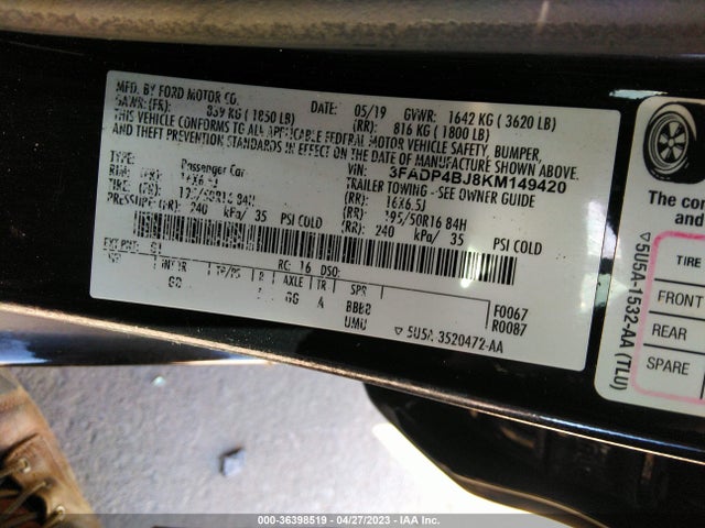 Ford FIESTA SE 2019 3FADP4BJ8KM149420 Image 9