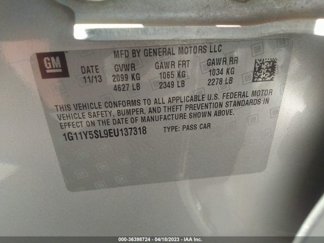 Chevrolet IMPALA LS 2014 1G11Y5SL9EU137318 Image 9