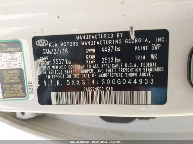 5XXGT4L30GG044933 KIA Optima Lx