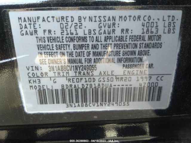 3N1AB8CV1NY249055 Nissan SENTRA SV
