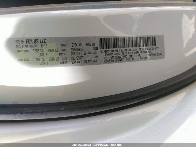 2C4RC1CG6HR551967 Chrysler Pacifica Lx