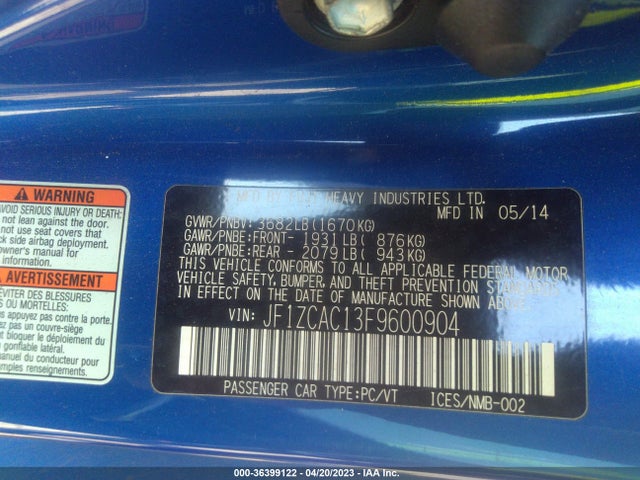 2015 Subaru BRZ, VIN: JF1ZCAC13F9600904