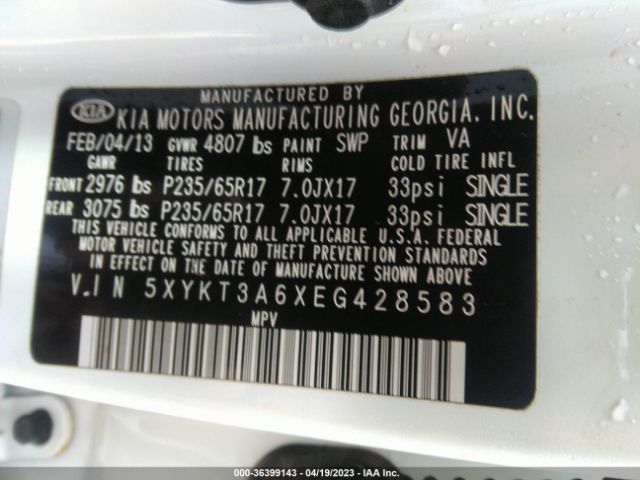 5XYKT3A6XEG428583 KIA SORENTO LX