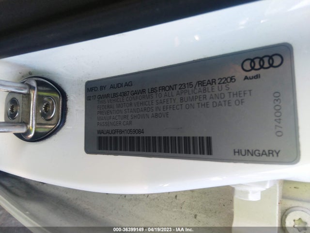 WAUAUGFF6H1059084 Audi A3 Sedan Premium