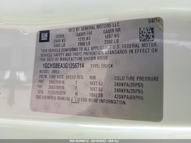 Chevrolet Colorado 2wd Wt 2016 1GCHSBEA3G1256714 Image 9
