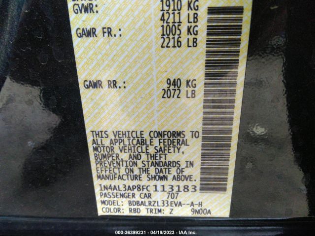 1N4AL3AP8FC113183 Nissan Altima 2.5 Sl