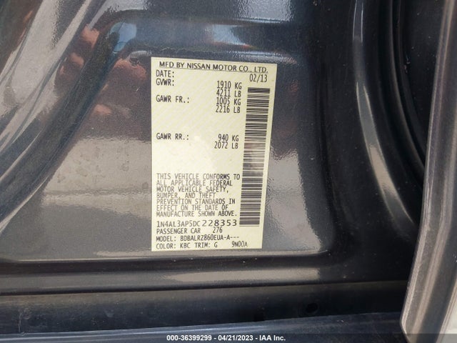 2013 NISSAN ALTIMA 2.5 S VIN: 1N4AL3AP5DC228353