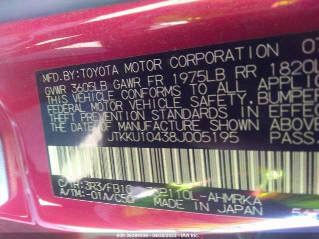 2008 SCION XD VIN: JTKKU10438J005195