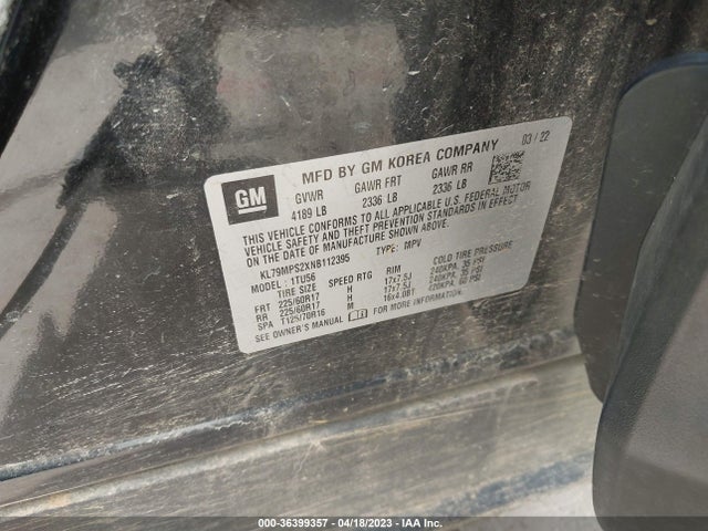 Chevrolet Trailblazer Lt 2022 KL79MPS2XNB112395 Image 9