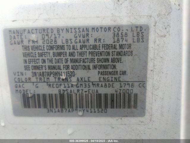 3N1AB7AP9HY411520 Nissan SENTRA SR