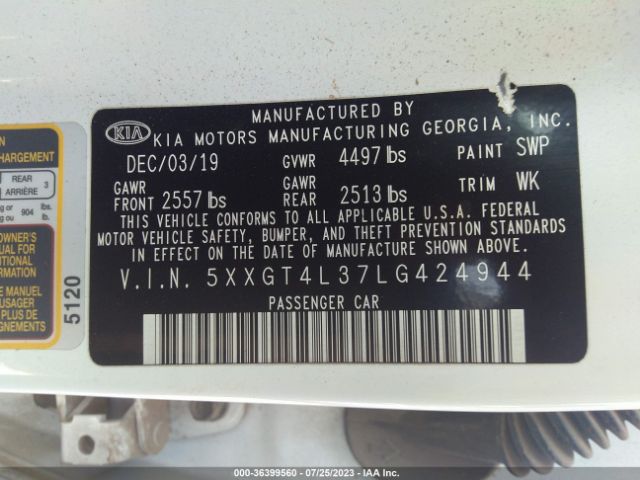 5XXGT4L37LG424944 KIA Optima Lx