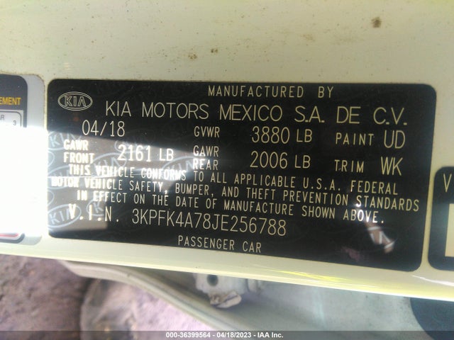 KIA FORTE LX 2018 3KPFK4A78JE256788 Image 10