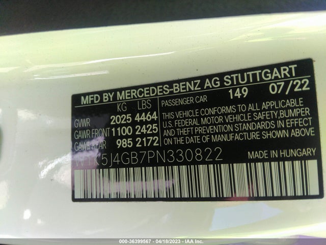 2023 Mercedes-Benz CLA-Class, VIN: W1K5J4GB7PN330822