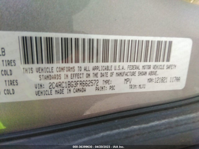 2C4RC1BG3FR662572 Chrysler Town & Country Touring