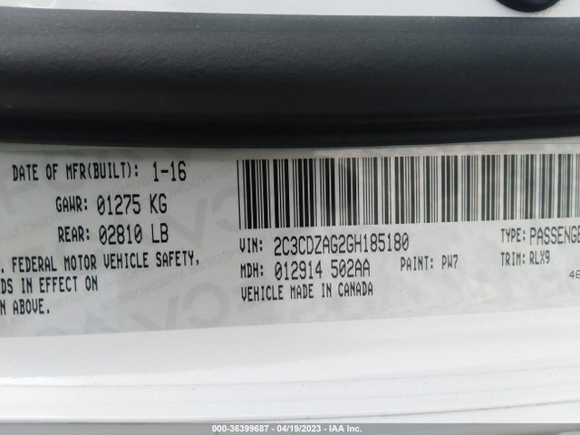 Dodge Challenger Sxt Plus 2016 2C3CDZAG2GH185180 Image 9