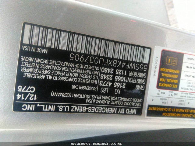 55SWF4KBXFU037905 Mercedes-Benz C-class C 300