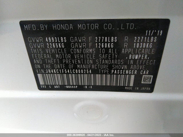 2020 Acura RLX, VIN: JH4KC1F54LC000254