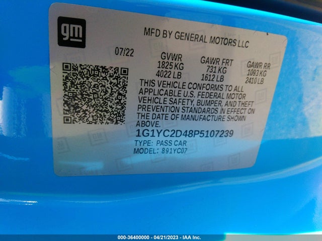 2023 Chevrolet Corvette, VIN: 1G1YC2D48P5107239