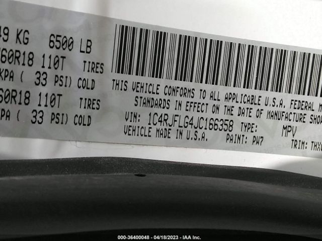 1C4RJFLG4JC166358 Jeep Grand Cherokee Trailhawk