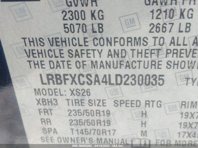 LRBFXCSA4LD230035 Buick Envision Essence