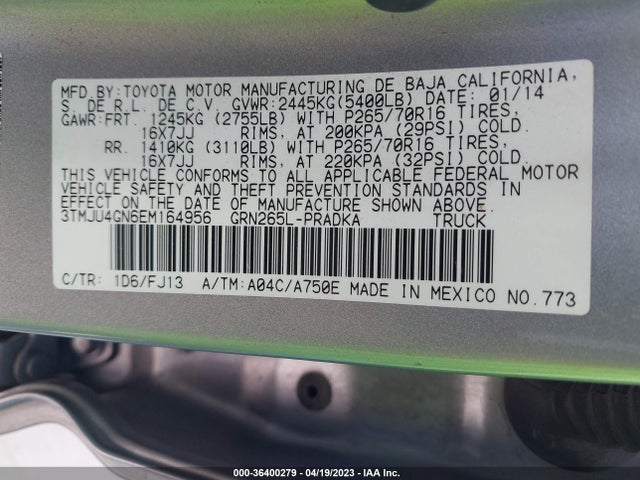 Toyota Tacoma Prerunner 2014 3TMJU4GN6EM164956 Image 9