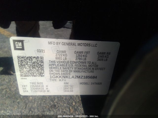 1GKKNKLA2MZ185684 GMC ACADIA SLE