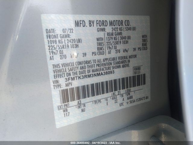 3FMTK3RM3NMA38093 Ford Mustang Mach-e Premium