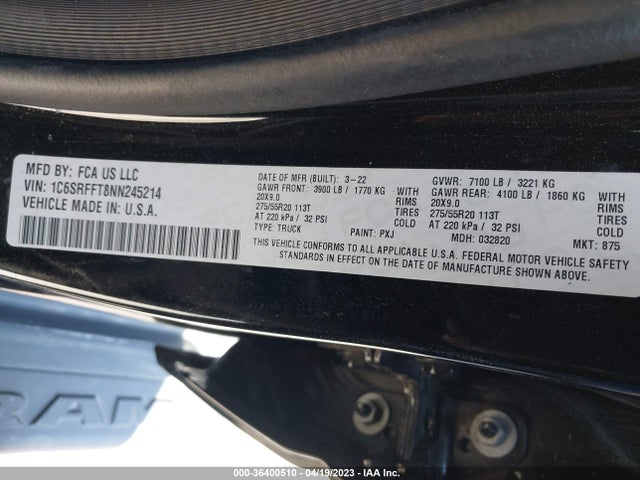 1C6SRFFT8NN245214 RAM 1500 Big Horn